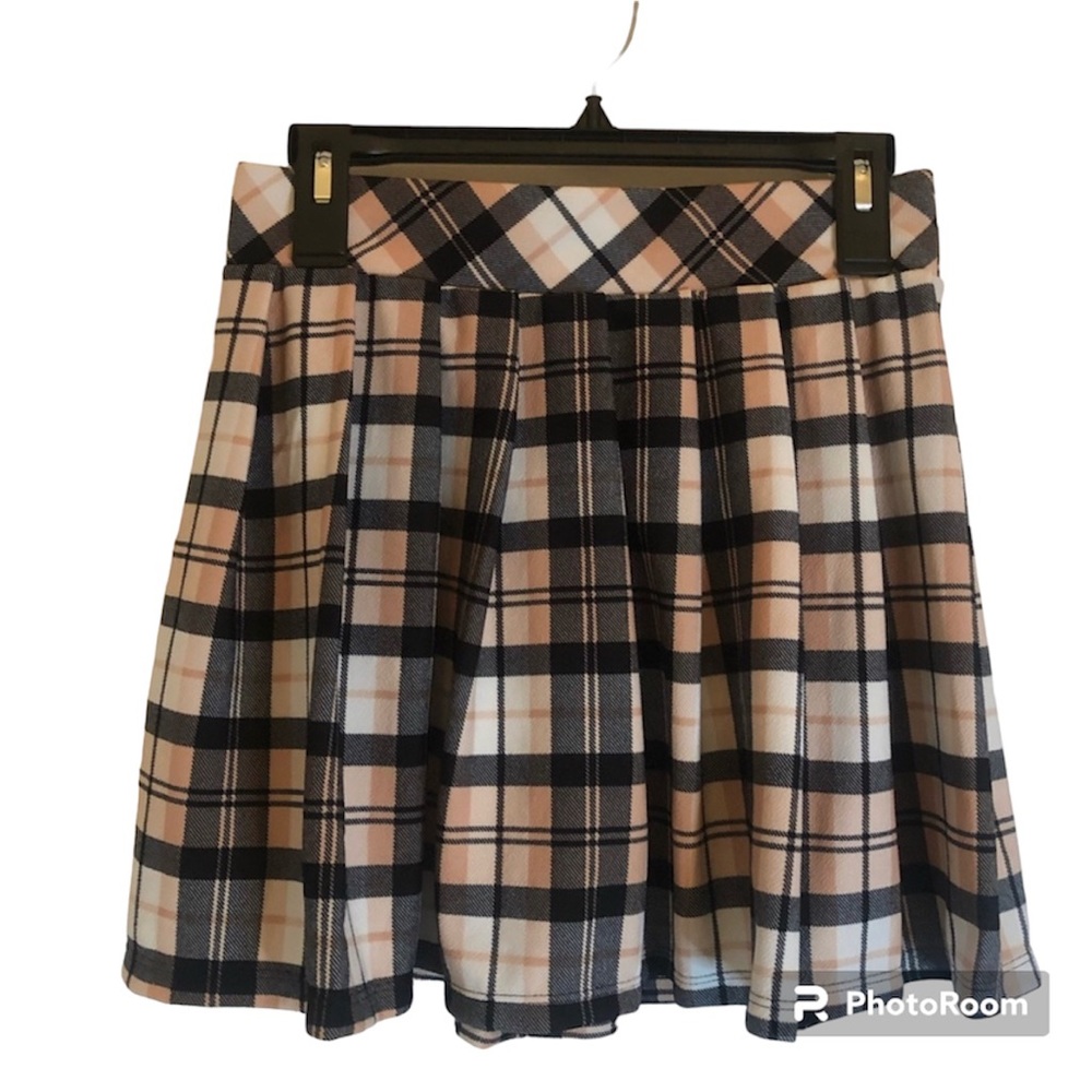 Multicolored Pleated Mini Skater Skirt